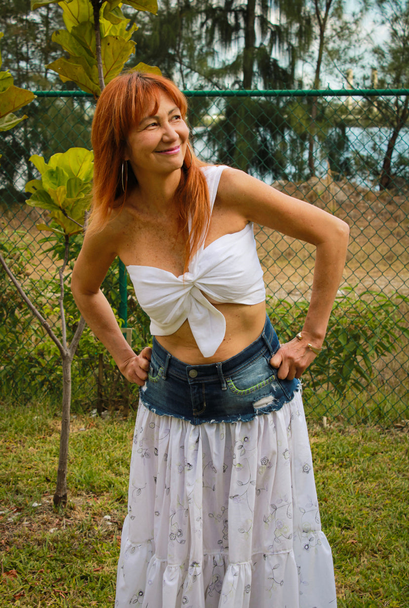 Linen White Crop Top