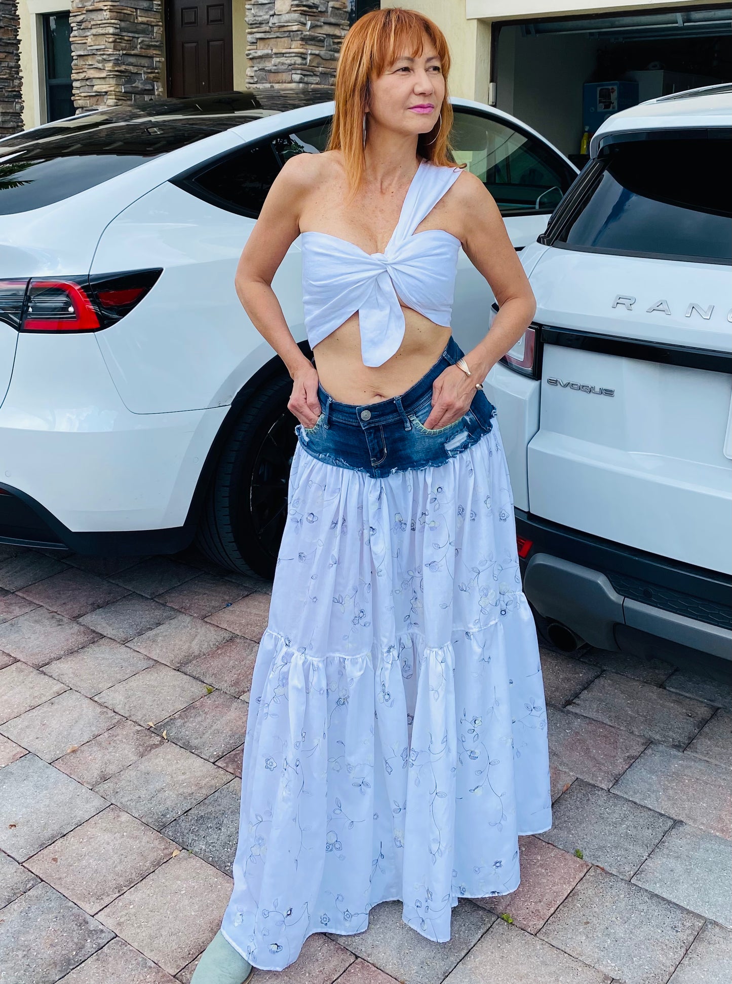 Linen White Crop Top